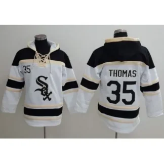 White Sox #35 Frank Thomas White Sawyer Hooded Sweatshirt MLB Hoodie