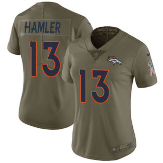 Nike Denver Broncos #13 KJ Hamler Olive Women’s Stitched NFL Limited 2017 Salute To Service Jersey
