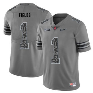 Ohio State Buckeyes 1 Justin Fields Gray Nike College Football Jersey Dzhi