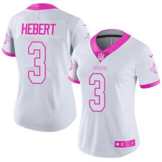 Nike New Orleans Saints #3 Bobby Hebert White/Pink Women’s Stitched NFL Limited Rush Fashion Jersey