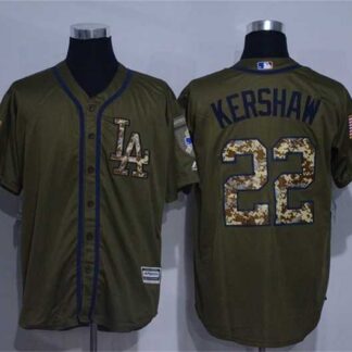Los Angeles Dodgers #22 Clayton Kershaw Green Salute to Service Stitched Baseball Jersey