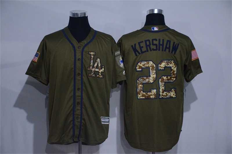 Los Angeles Dodgers #22 Clayton Kershaw Green Salute to Service Stitched Baseball Jersey