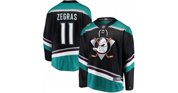 Trevor Zegras Men's Anaheim Ducks Black Alternate Breakaway Jersey - Image 2