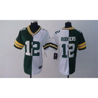 Nike Green Bay Packers #12 Aaron Rodgers Green/White Women’s Stitched NFL Elite Split Jersey