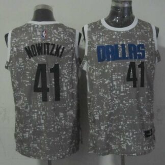 Dallas Mavericks #41 Dirk Nowitzki Gray City Luminous Stitched Jersey
