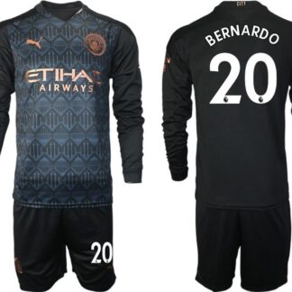 Men 2020-2021 club Manchester city home long sleeve 20 black Soccer Jerseys