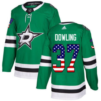 Adidas Dallas Stars #37 Justin Dowling Green Home Authentic USA Flag Youth Stitched NHL Jersey
