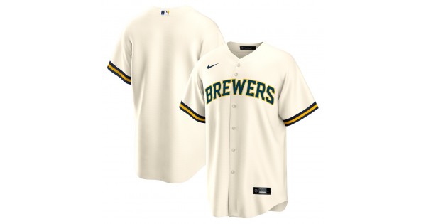 Milwaukee Brewers Nike Home Replica Team Jersey - Cream - Image 2