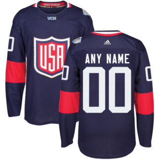 Men’s Adidas Team USA Personalized Authentic Navy Blue Road 2016 World Cup NHL Jersey
