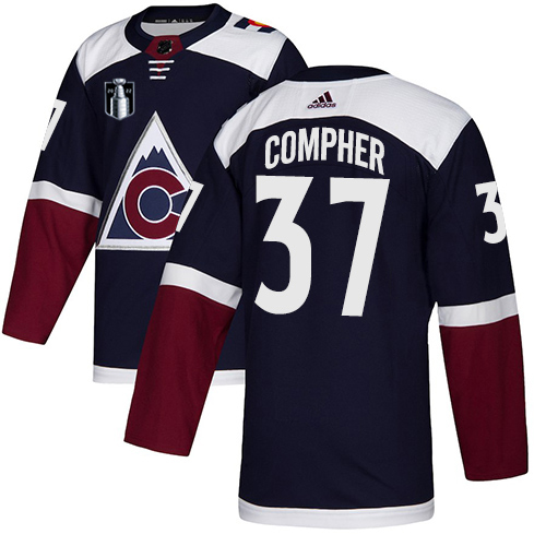 Adidas Colorado Avalanche #37 J.T. Compher Navy Youth 2022 Stanley Cup Final Patch Alternate Authentic Stitched NHL...