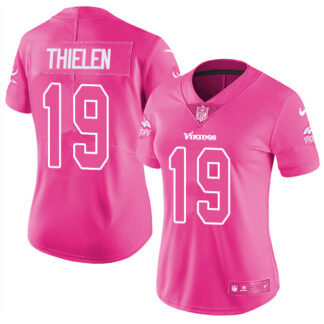 Nike Minnesota Vikings #19 Adam Thielen Pink Women’s Stitched NFL Limited Rush Fashion Jersey