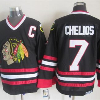 Chicago Blackhawks #7 Chris Chelios Black Throwback CCM Jerseys