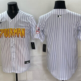 Men's New York Yankees X Spider-Man Blank White Limited Stitched Baseball Jersey