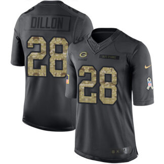Nike Green Bay Packers #28 AJ Dillon Black Men’s Stitched NFL Limited 2016 Salute to Service Jersey