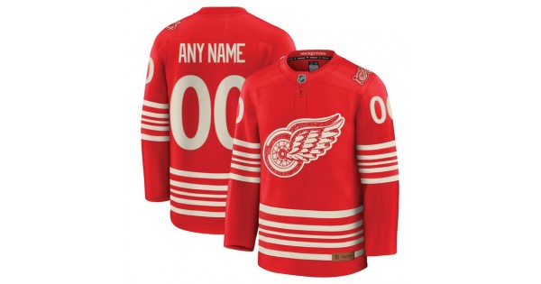 Detroit Red Wings Centennial Custom Premium Jersey - Red - Image 2