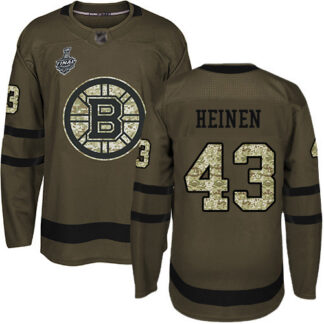 Adidas Boston Bruins #43 Danton Heinen Green Salute to Service Stanley Cup Final Bound Stitched NHL Jersey