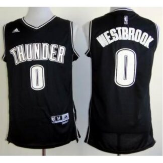 Oklahoma City Thunder #0 Russell Westbrook Black & White Swingman Jersey Cheap