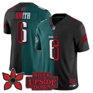 Men & Women & Youth Philadelphia Eagles #6 DeVonta Smith Black Midnight Green 'Upside Down Edition' F.U.S.E. Vapor...