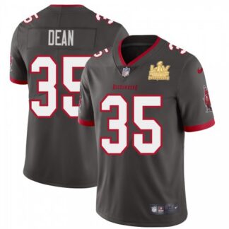 Tampa Bay Buccaneers #35 Jamel Dean Men’s Super Bowl LV Champions Patch Nike Pewter Alternate Vapor Limited Jersey