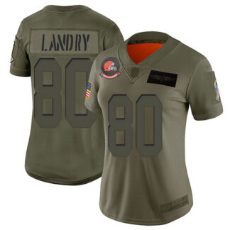 Nike Cleveland Browns #80 Jarvis Landry Camo Women’s Stitched NFL Limited 2019 Salute to Service Jersey