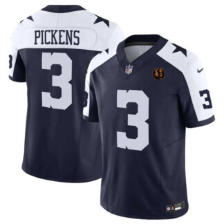 Men's Dallas Cowboys #3 George pickens Navy 2025 F.U.S.E. With John Madden Patch Thanksgiving Vapor Limited Stitche...