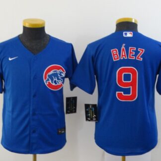 Youth Chicago Cubs #9 Javier Baez Blue Stitched MLB Cool Base Nike Jersey
