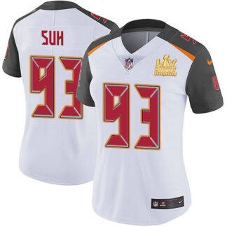 Nike Tampa Bay Buccaneers #93 Ndamukong Suh White Women’s Super Bowl LV Champions Patch Stitched NFL Vapor Untoucha...