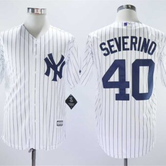 Yankees 40 Luis Severino White Cool Base Replica Player Stitched Baseball Jerseys