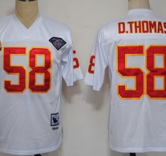 Kansas City Chiefs #58 Derrick Thomas White 75TH Throwback Jersey