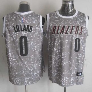 Portland TrailBlazers #0 Damian Lillard Gray City Luminous Stitched Jersey