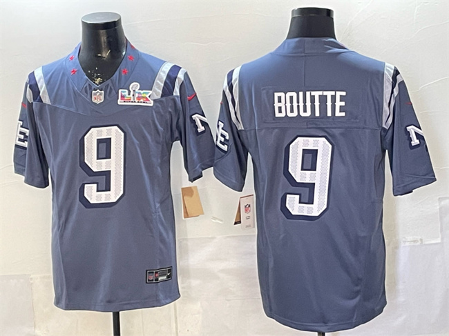 Men's New England Patriots #9 Kayshon Boutte Storm Blue 2025 F.U.S.E. Super Bowl LX Patch “Rivalries” Vapor Limited...