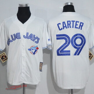 Men's Toronto Blue Jays #29 Joe Carter White Majestic Cool Base Cooperstown Collection Player Jersey
