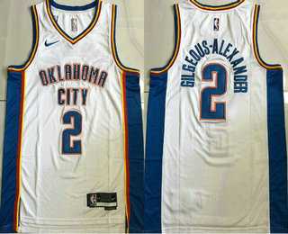 Men's Oklahoma City Thunder #2 Shai Gilgeous-Alexander White Icon Sponsor AU Jersey