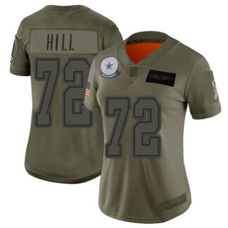 Nike Dallas Cowboys #72 Trysten Hill Camo Women’s Stitched NFL Limited 2019 Salute To Service Jersey