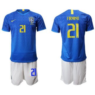 ultra‑ Brazil #21 Firmino Blue Soccer Country Jersey ‑uniform