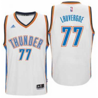Men’s Oklahoma City Thunder #77 Joffrey Lauvergne adidas White New Swingman Home Jersey