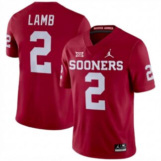 Cedarian DeLeon Lamb Oklahoma Sooners Jordan Brand Home Crimson Football Game Jersey