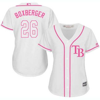 Women's Tampa Bay Rays #26 Brad Boxberger White Pink New Cool Base Jersey