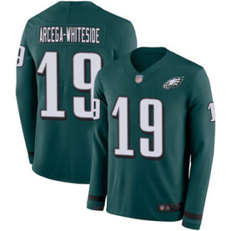 Eagles #19 JJ Arcega-Whiteside Midnight Green Team Color Men's Stitched Football Limited Therma Long Sleeve Jersey