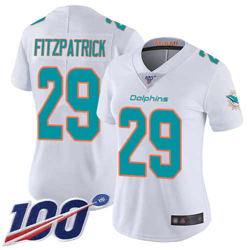 Nike Miami Dolphins #29 Minkah Fitzpatrick White Women’s Stitched NFL 100th Season Vapor Limited Jersey