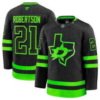 Men's Dallas Stars #21 Jason Robertson Black 2024-25 Alternate Stitched Hockey Jersey Dzhi