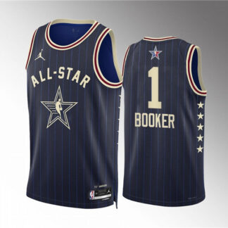 Men's 2024 All-Star #1 Devin Booker Navy Stitched Basketball Jersey