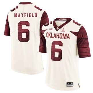 Oklahoma Sooners 6 Baker Mayfield White 47 Game Winning Streak College Football Jersey Dzhi