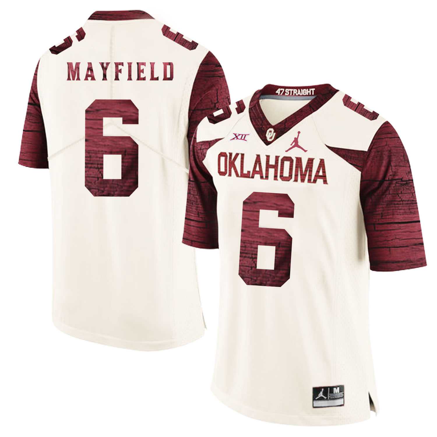 Oklahoma Sooners 6 Baker Mayfield White 47 Game Winning Streak College Football Jersey Dzhi
