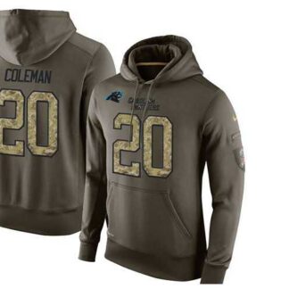 Glued Nike Carolina Panthers #20 Kurt Coleman Olive Green Salute To Service Men's Pullover Hoodie