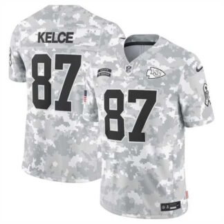 Men's Kansas City Chiefs #87 Travis Kelce 2024 Arctic Camo Salute To Service Limited Stitched Jersey Dyin
