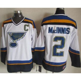 St. Louis Blues #2 Al MacInnis White/Navy CCM Throwback Stitched NHL Jersey