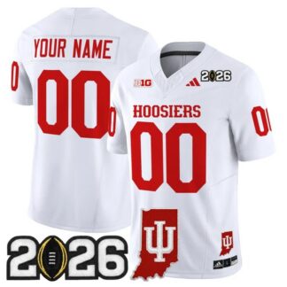 Men & Women & Youth Indiana Hoosiers Custom White 2026 CFP Final & Indiana State Patch F.U.S.E. Vapor Limited Stitc...