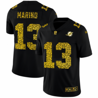 Miami Dolphins #13 Dan Marino Men’s Nike Leopard Print Fashion Vapor Limited NFL Jersey Black