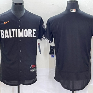 Men's Baltimore Orioles Blank Black 2023 City Connect Flex Base Stitched Jersey
